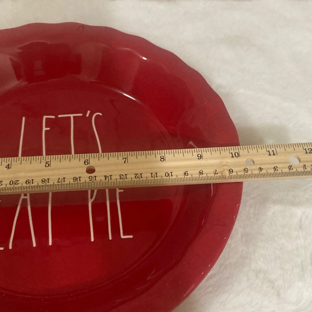 Rae Dunn Red Pie Dish with 'Let's Eat Pie' Text